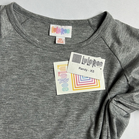 NWT - LuLaRoe Randy shirt - gray with shimmering sleeves - XS - Picture 6 of 7